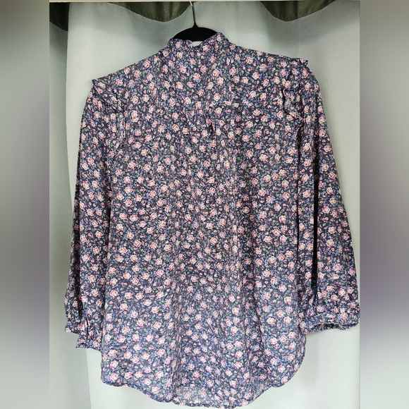 Lauren Conrad long sleeve Blouse XL Ruffle Style Roses - Picture 6 of 7